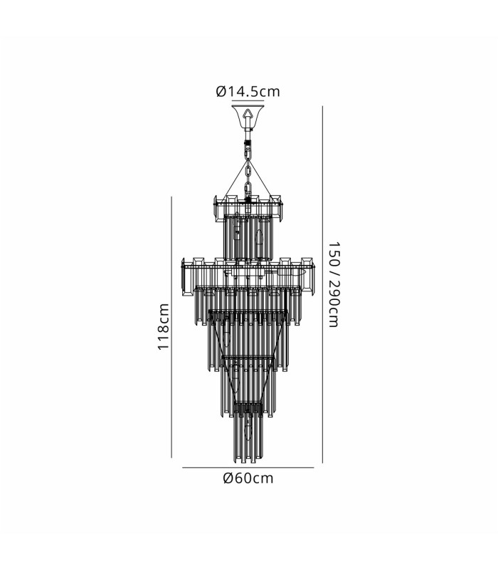 Delmar 61cm Tall Pendant 17 Light E14 French Gold/Clear Glass Item Weight: 21.8kg-2