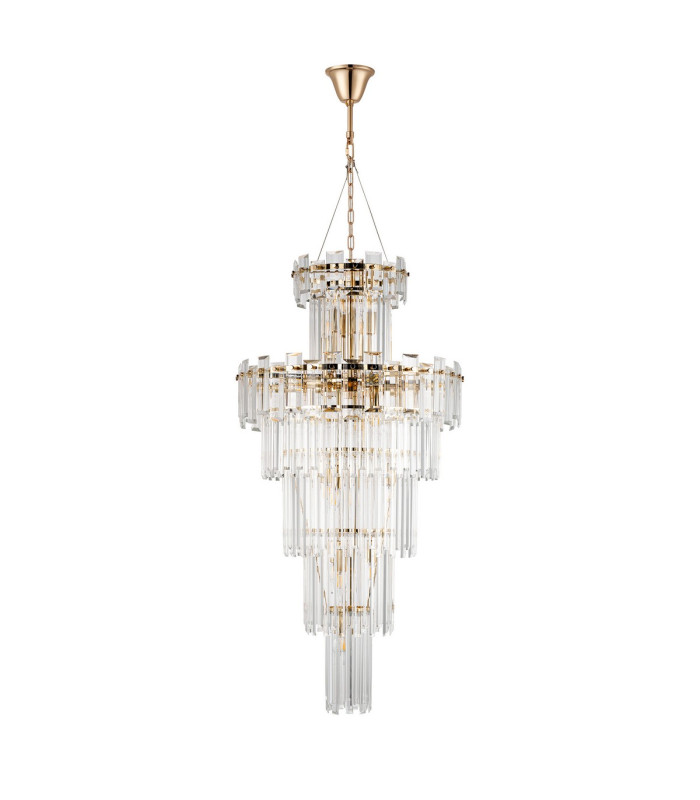 Delmar 61cm Tall Pendant 17 Light E14 French Gold/Clear Glass Item Weight: 21.8kg-4