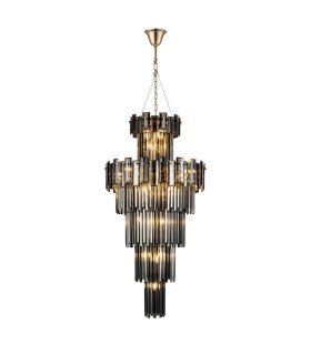 Delmar 61cm Tall Pendant 17 Light E14 French Gold/Smoke Glass Item Weight: 21.8kg-1