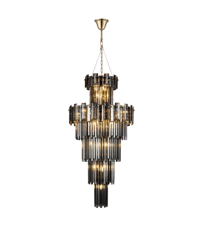 Delmar 61cm Tall Pendant 17 Light E14 French Gold/Smoke Glass Item Weight: 21.8kg-1