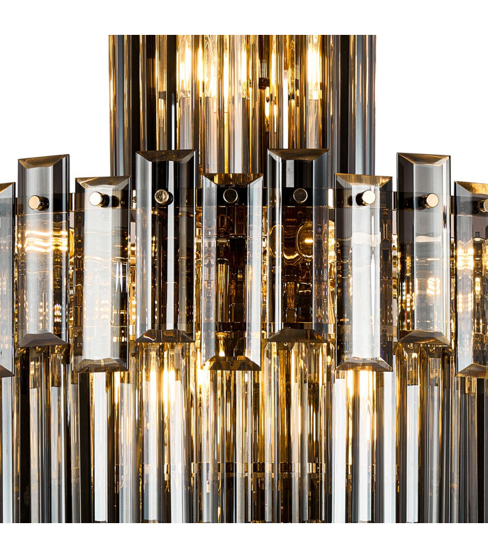 Delmar 61cm Tall Pendant 17 Light E14 French Gold/Smoke Glass Item Weight: 21.8kg-5