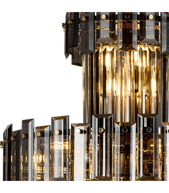 Delmar 61cm Tall Pendant 17 Light E14 French Gold/Smoke Glass Item Weight: 21.8kg-6