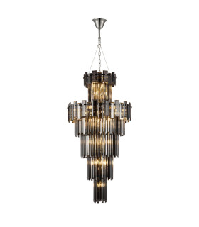 Delmar 61cm Tall Pendant 17 Light E14 Polished Nickel/Smoke Glass Item Weight: 21.8kg-1