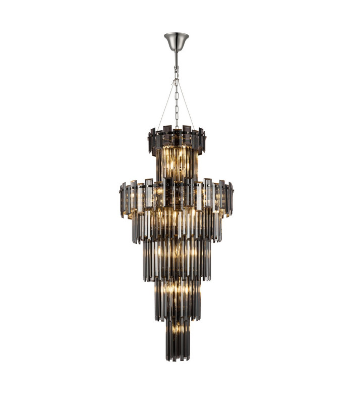 Delmar 61cm Tall Pendant 17 Light E14 Polished Nickel/Smoke Glass Item Weight: 21.8kg-1