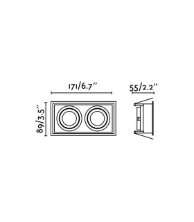 White Tiltable square recessed Downlight 2 Light, GU10 - 2