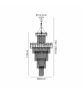 Delmar 61cm Tall Pendant 17 Light E14 Polished Nickel/Smoke Glass Item Weight: 21.8kg-2