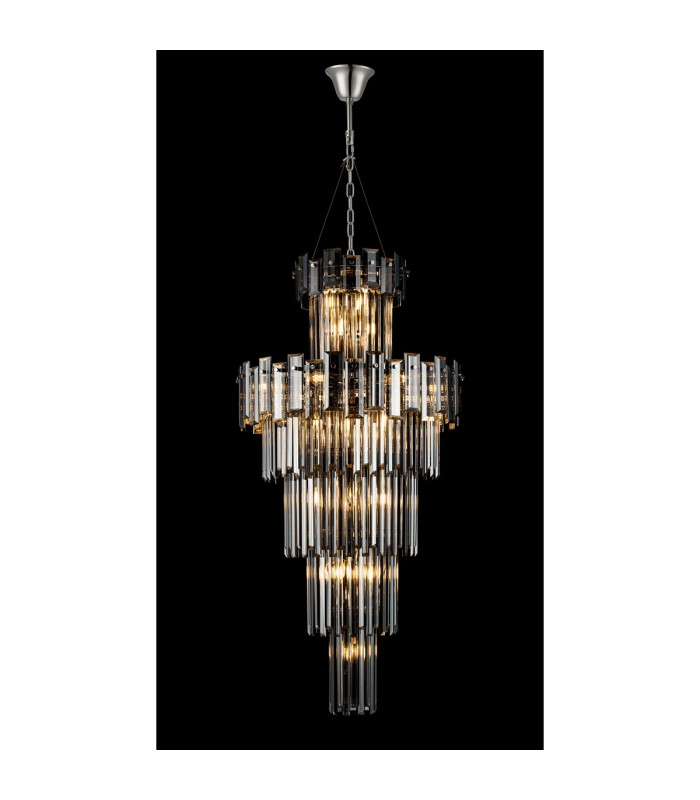 Delmar 61cm Tall Pendant 17 Light E14 Polished Nickel/Smoke Glass Item Weight: 21.8kg-3