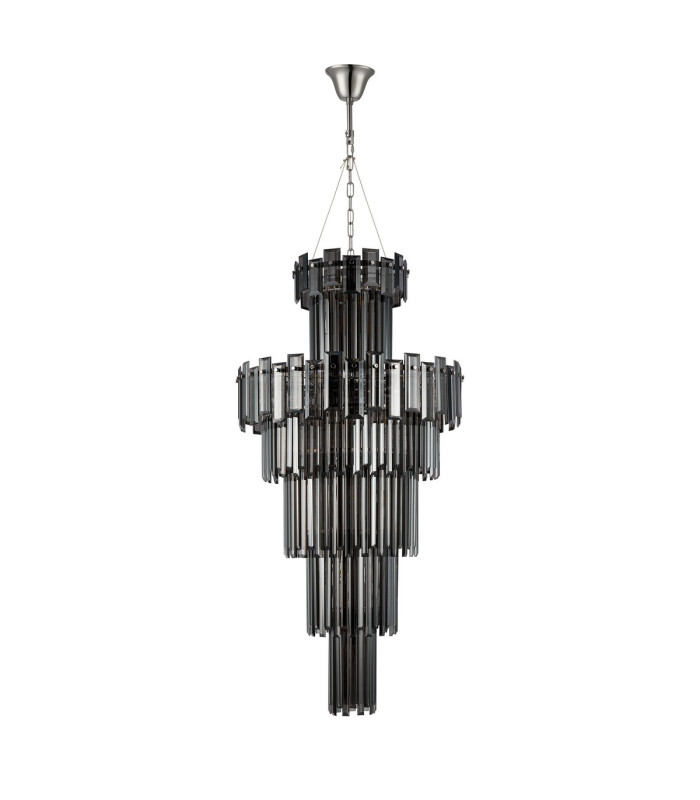 Delmar 61cm Tall Pendant 17 Light E14 Polished Nickel/Smoke Glass Item Weight: 21.8kg-4