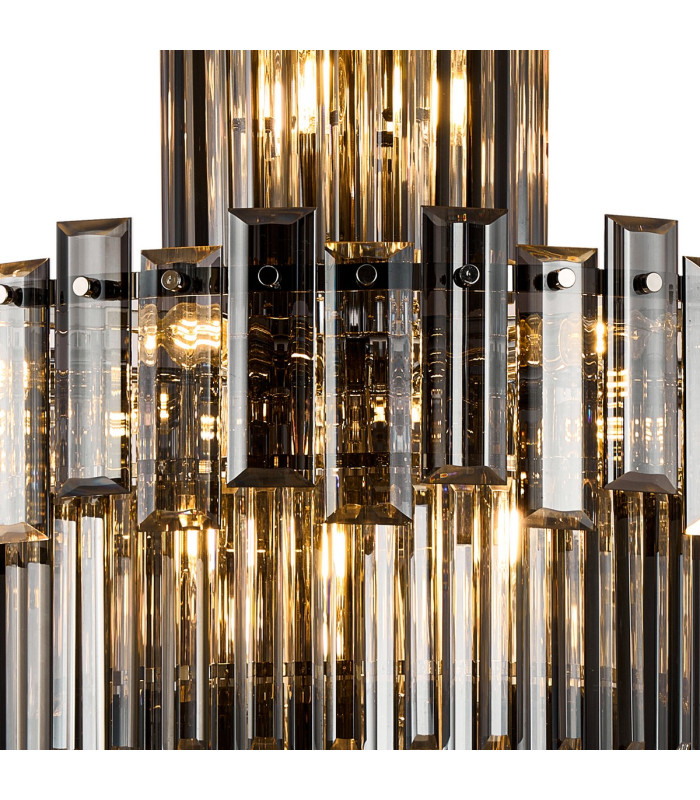 Delmar 61cm Tall Pendant 17 Light E14 Polished Nickel/Smoke Glass Item Weight: 21.8kg-6