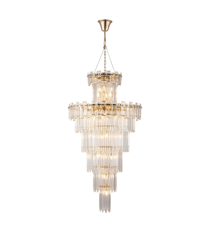 Delmar 81cm Tall Pendant 27 Light E14 French Gold/Clear Glass Item Weight: 35kg-1