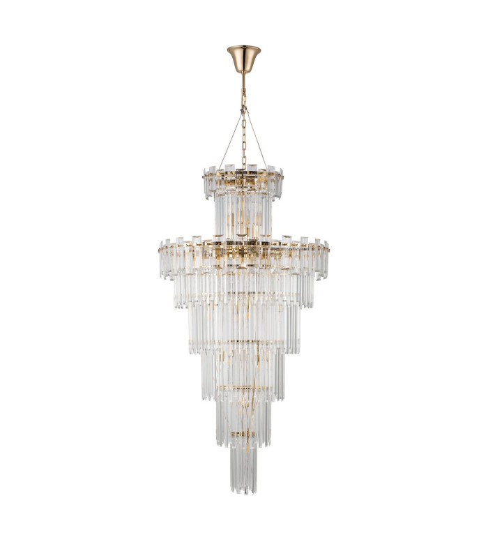 Delmar 81cm Tall Pendant 27 Light E14 French Gold/Clear Glass Item Weight: 35kg-5