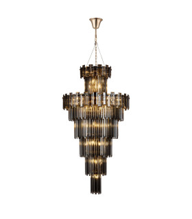 Delmar 81cm Tall Pendant 27 Light E14 French Gold/Smoke Glass Item Weight: 35kg-1