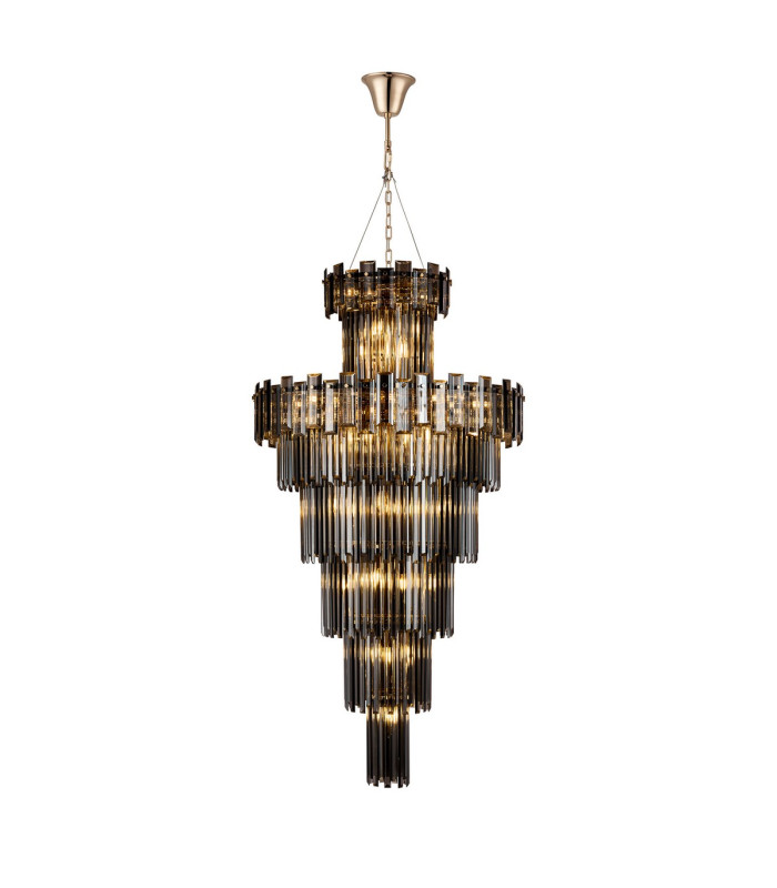 Delmar 81cm Tall Pendant 27 Light E14 French Gold/Smoke Glass Item Weight: 35kg-1