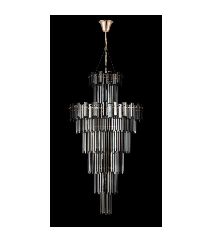 Delmar 81cm Tall Pendant 27 Light E14 French Gold/Smoke Glass Item Weight: 35kg-9