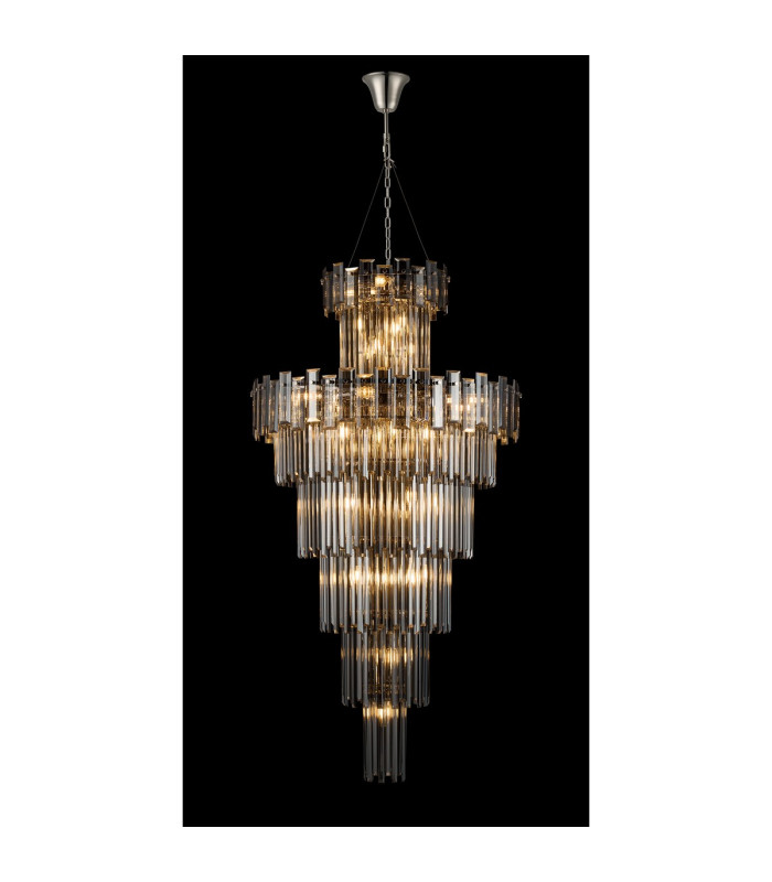 Delmar 81cm Tall Pendant 27 Light E14 Polished Nickel/Smoke Glass Item Weight: 35kg-3