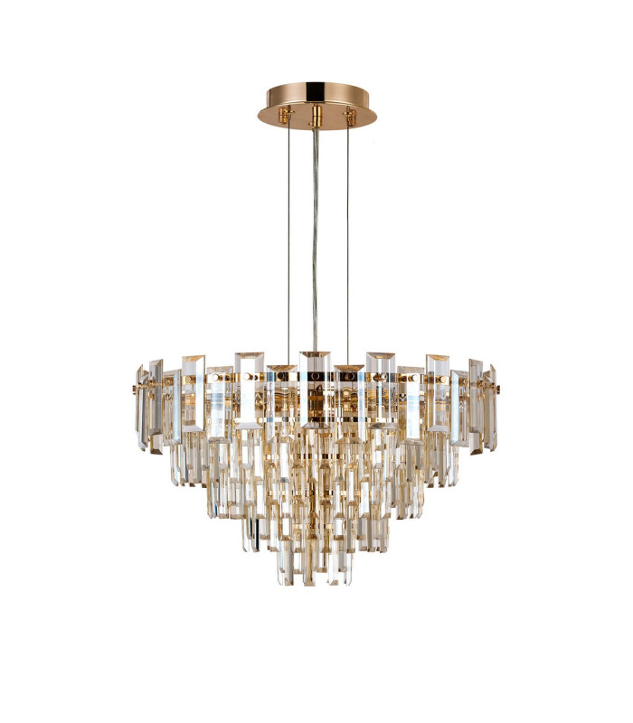 Delmar 61cm Pendant 10 Light E14 French Gold/Champagne Glass-4