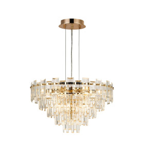 Delmar 61cm Pendant 10 Light E14 French Gold/Clear Glass-1