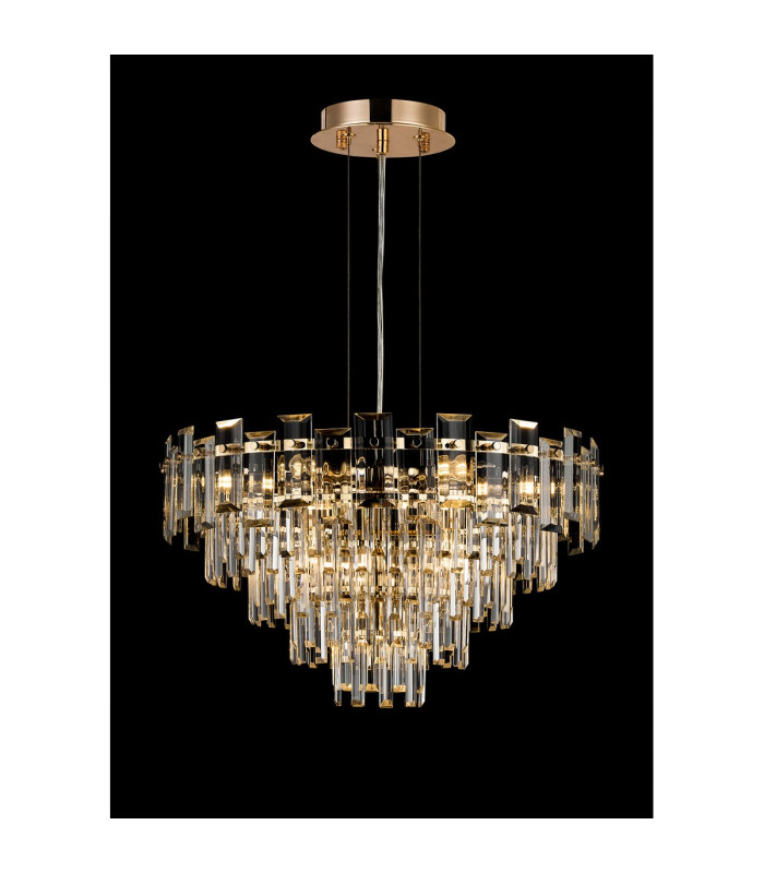Delmar 61cm Pendant 10 Light E14 French Gold/Clear Glass-3
