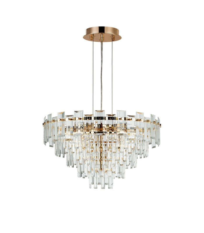 Delmar 61cm Pendant 10 Light E14 French Gold/Clear Glass-4