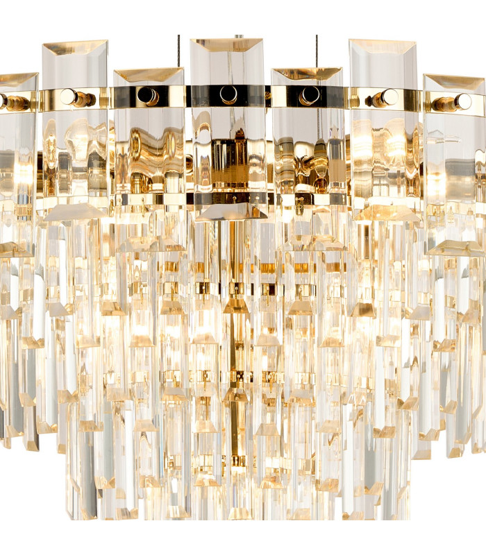 Delmar 61cm Pendant 10 Light E14 French Gold/Clear Glass-5