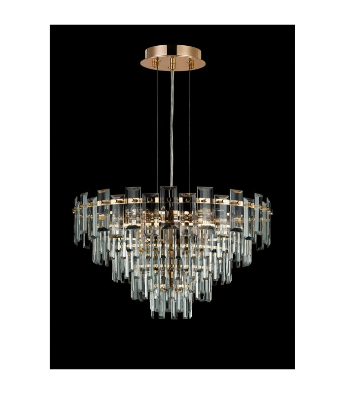Delmar 61cm Pendant 10 Light E14 French Gold/Clear Glass-7