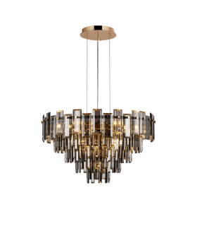 Delmar 61cm Pendant 10 Light E14 French Gold/Smoke Glass-1