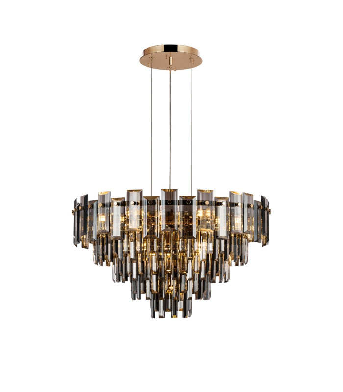 Delmar 61cm Pendant 10 Light E14 French Gold/Smoke Glass-1
