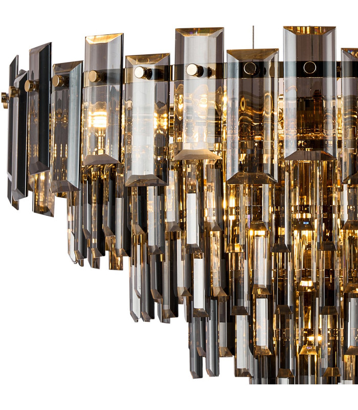 Delmar 61cm Pendant 10 Light E14 French Gold/Smoke Glass-6