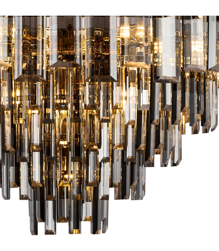 Delmar 61cm Pendant 10 Light E14 French Gold/Smoke Glass-7