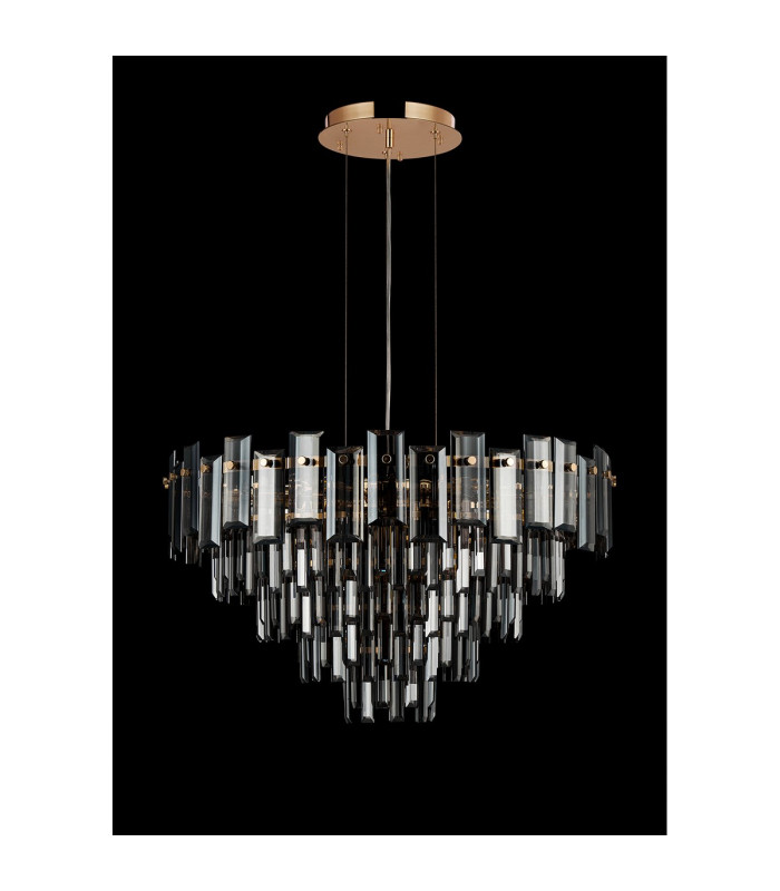 Delmar 61cm Pendant 10 Light E14 French Gold/Smoke Glass-8