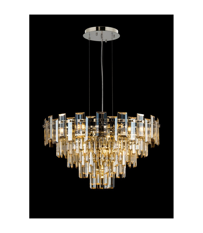 Delmar 61cm Pendant 10 Light E14 Polished Nickel/Champagne Glass-3