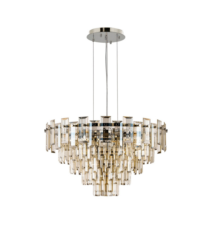 Delmar 61cm Pendant 10 Light E14 Polished Nickel/Champagne Glass-4