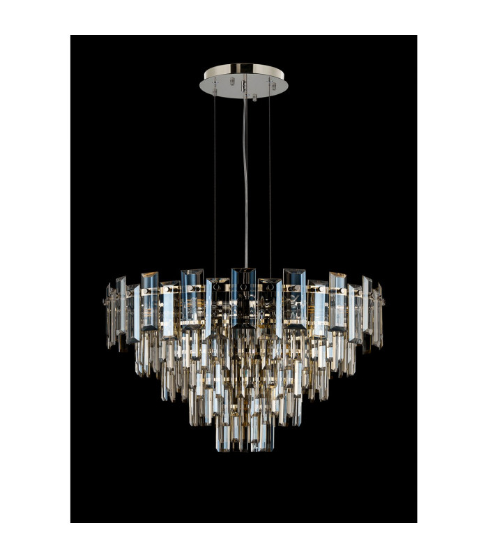 Delmar 61cm Pendant 10 Light E14 Polished Nickel/Champagne Glass-8