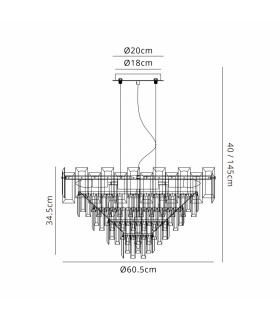 Delmar 61cm Pendant 10 Light E14 Polished Nickel/Clear Glass-2