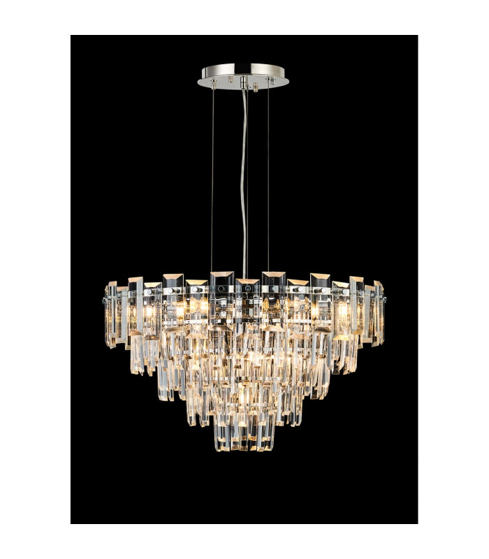 Delmar 61cm Pendant 10 Light E14 Polished Nickel/Clear Glass-3