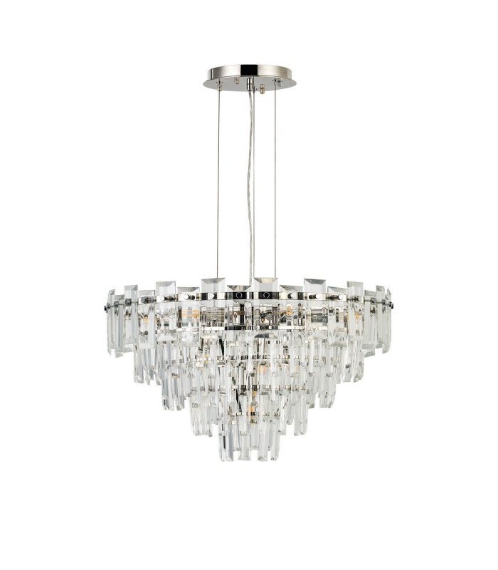 Delmar 61cm Pendant 10 Light E14 Polished Nickel/Clear Glass-4
