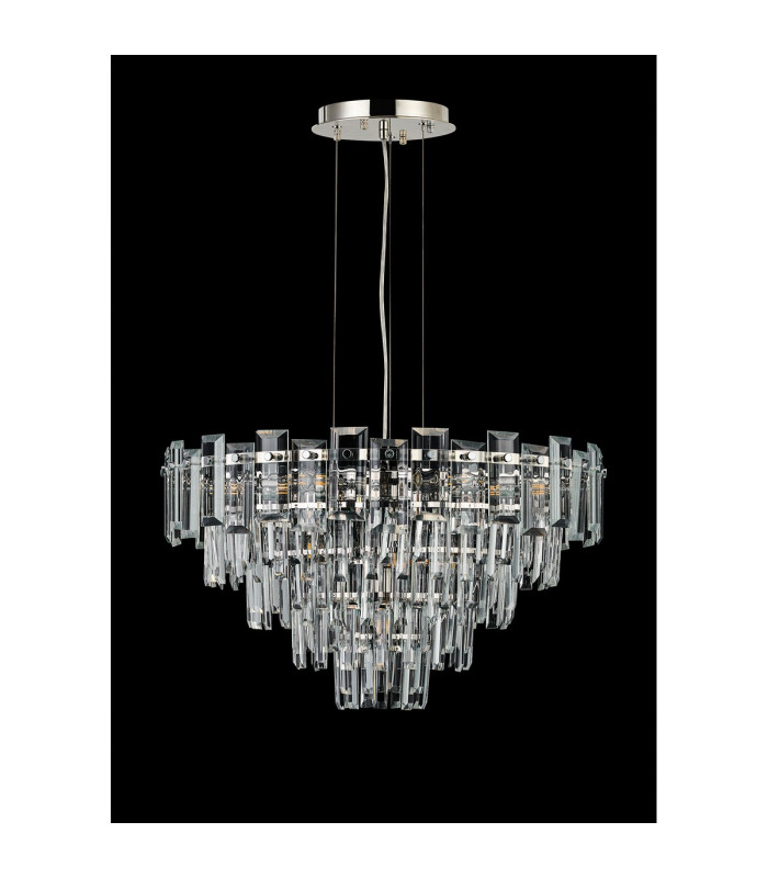 Delmar 61cm Pendant 10 Light E14 Polished Nickel/Clear Glass-8
