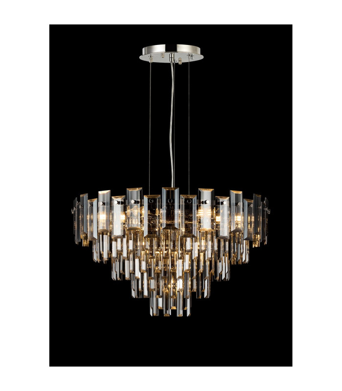 Delmar 61cm Pendant 10 Light E14 Polished Nickel/Smoke Glass-3