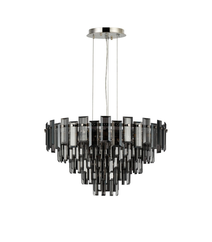 Delmar 61cm Pendant 10 Light E14 Polished Nickel/Smoke Glass-4