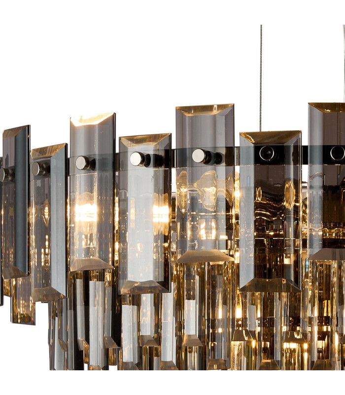 Delmar 61cm Pendant 10 Light E14 Polished Nickel/Smoke Glass-6