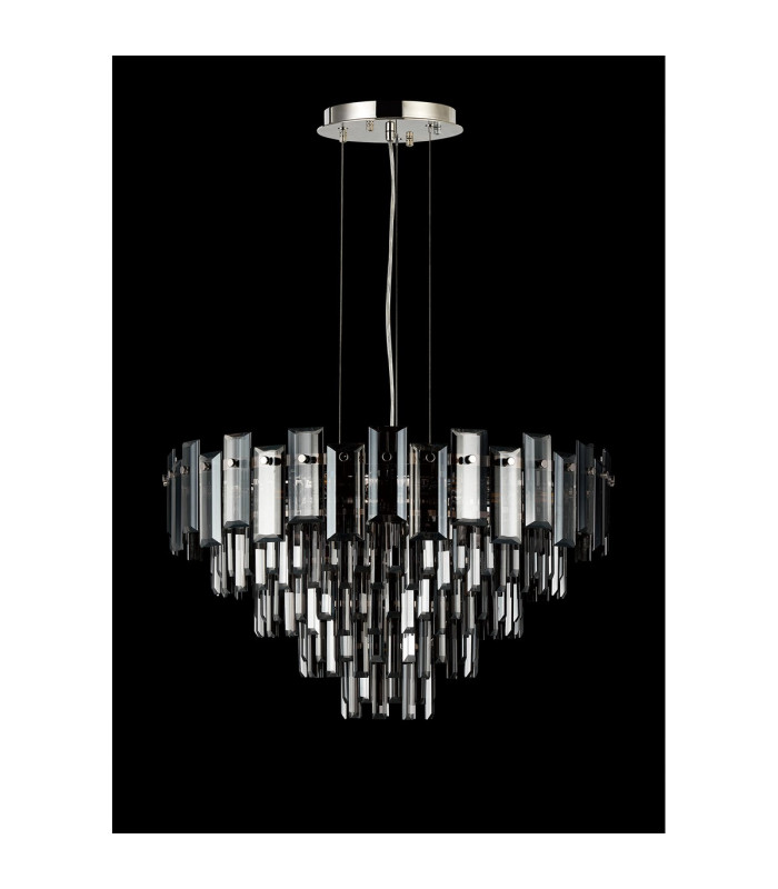 Delmar 61cm Pendant 10 Light E14 Polished Nickel/Smoke Glass-13