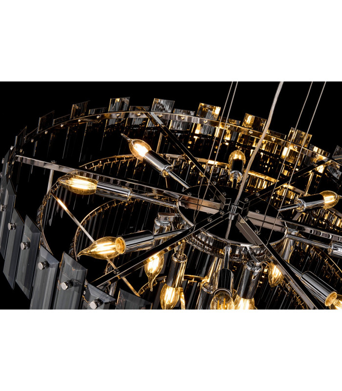 Delmar 61cm Pendant 10 Light E14 Polished Nickel/Smoke Glass-14