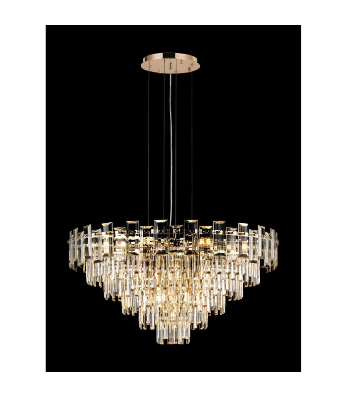 Delmar 81cm Pendant 13 Light E14 French Gold/Clear Glass Item Weight: 15.6kg-3