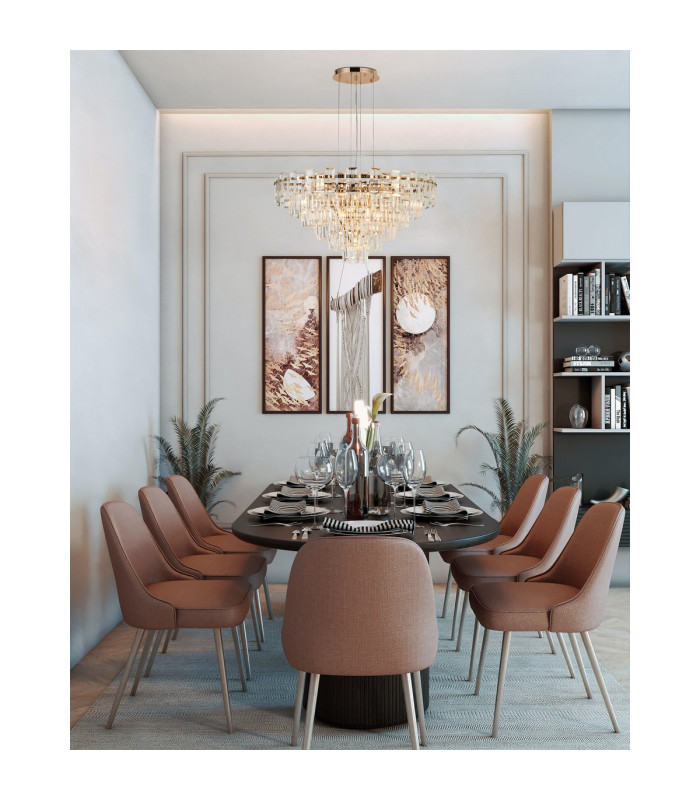Delmar 81cm Pendant 13 Light E14 French Gold/Clear Glass Item Weight: 15.6kg-4