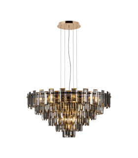 Delmar 81cm Pendant 13 Light E14 French Gold/Smoke Glass Item Weight: 15.6kg-1