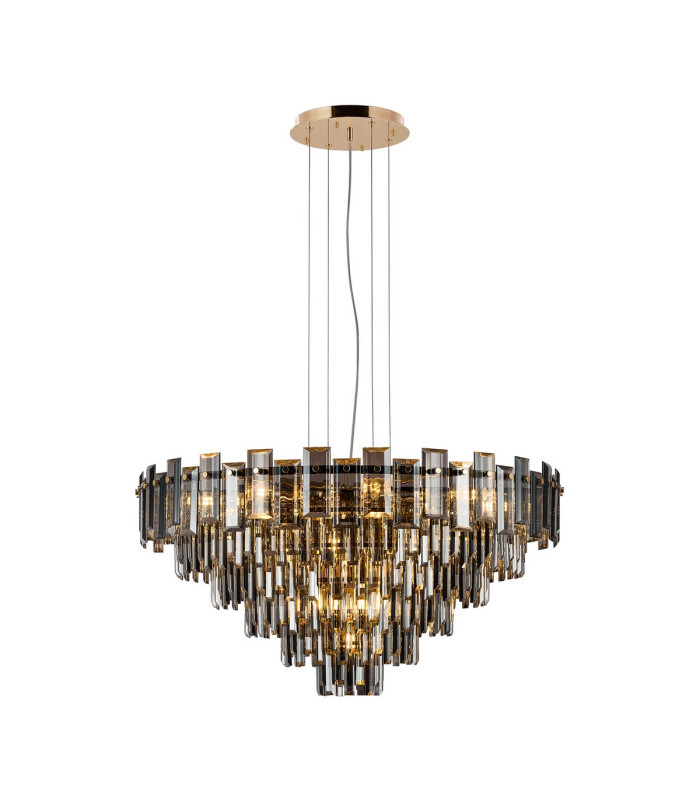 Delmar 81cm Pendant 13 Light E14 French Gold/Smoke Glass Item Weight: 15.6kg-1