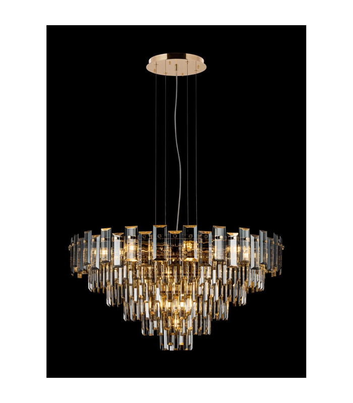 Delmar 81cm Pendant 13 Light E14 French Gold/Smoke Glass Item Weight: 15.6kg-3