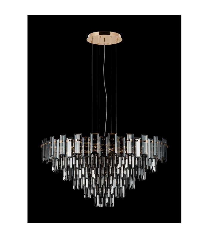 Delmar 81cm Pendant 13 Light E14 French Gold/Smoke Glass Item Weight: 15.6kg-8