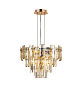 Delmar 41cm Pendant 6 Light E14 French Gold/Champagne Glass-1