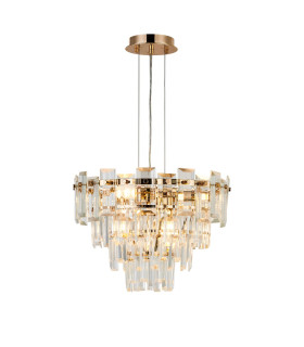 Delmar 41cm Pendant 6 Light E14 French Gold/Clear Glass-1